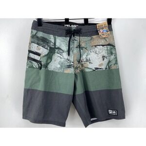 Pelagic Swim Shorts Mens 30 Green Strike Boardshorts Fish Camo Surf‎ Swim Beach